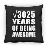 55th Birthday Square Root of 3025 Years of Being Awesome - Throw Pillow Black