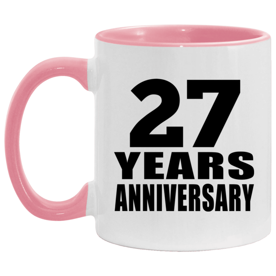 27th Anniversary 27 Years - 11oz Accent Mug Pink