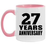 27th Anniversary 27 Years - 11oz Accent Mug Pink