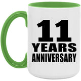 11th Anniversary 11 Years Anniversary - 15oz Accent Mug Green