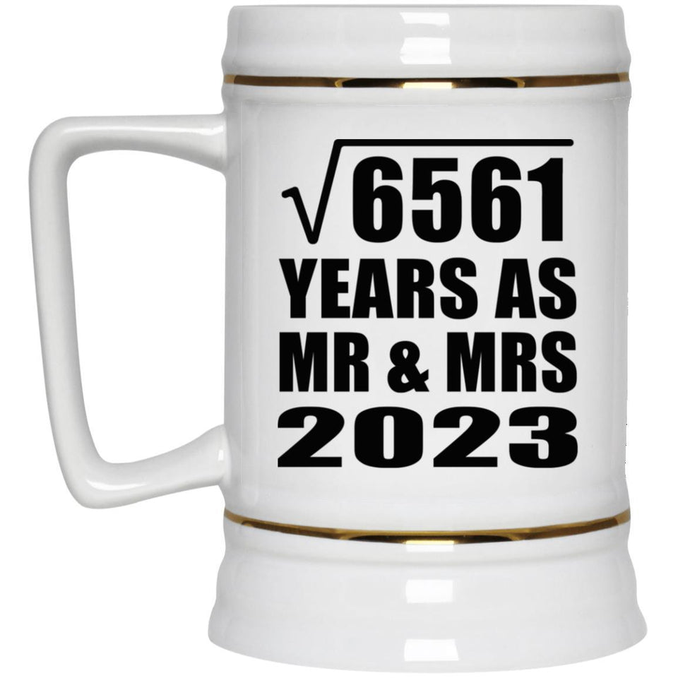 81st Anniversary Square Root of 6561 Years As Mr & Mrs 2023 - Beer Stein