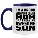 Proud Shipping Clerk Mom Of Awesome Son - 11oz Accent Mug Purple