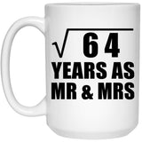 8th Anniversary Square Root of 64 Years As Mr & Mrs - 15oz Coffee Mug