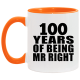100th Anniversary 100 Years Of Being Mr Right - 11oz Accent Mug Orange