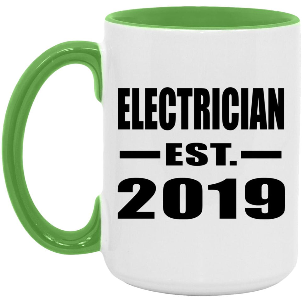 Electrician Established EST. 2019 - 15oz Accent Mug Green