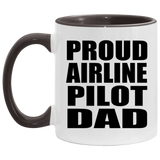 Proud Airline Pilot Dad - 11oz Accent Mug Black