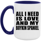 All I Need Is Love And My Boykin Spaniel - 15oz Accent Mug Purple