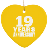 19th Anniversary 19 Years - Heart Ornament