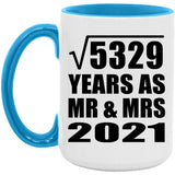 73rd Anniversary Square Root of 5329 Years As Mr & Mrs 2021 - 15oz Accent Mug Blue