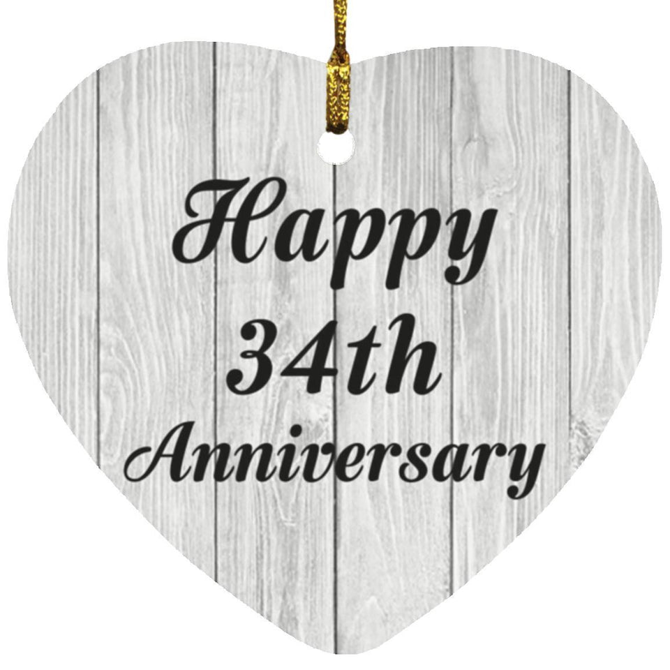 Happy 34th Anniversary - Heart Ornament F