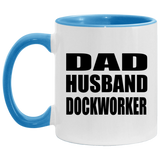 Dad Husband Dockworker - 11oz Accent Mug Blue