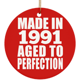 33rd Birthday Made In 1991 Aged to Perfection - Circle Ornament