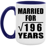 14th Anniversary Married For Square Root of 196 Years - 15oz Accent Mug Purple