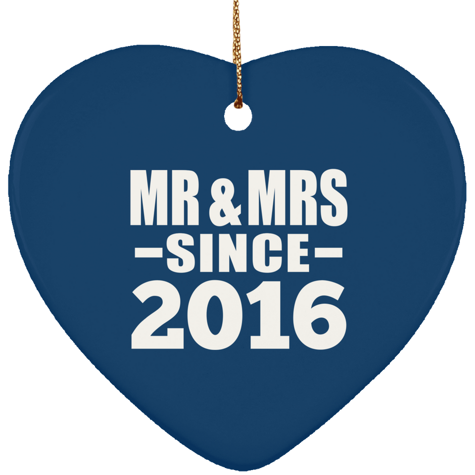 8th Anniversary Mr & Mrs Since 2016 - Heart Ornament