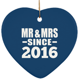 8th Anniversary Mr & Mrs Since 2016 - Heart Ornament