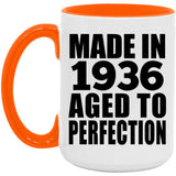 88th Birthday Made In 1936 Aged to Perfection - 15oz Accent Mug Orange
