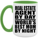 Real Estate Agent By Day World's Best Mom By Night - 15oz Accent Mug Green