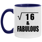4th Birthday Square Root of 16 & Fabulous - 11oz Accent Mug Purple