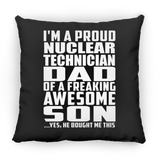 Proud Nuclear Technician Dad Of Awesome Son - Throw Pillow Black
