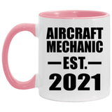 Aircraft Mechanic Established EST. 2021 - 11oz Accent Mug Pink