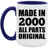 24th Birthday Made in 2000 All Parts Original - 15oz Accent Mug Purple