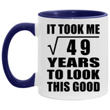 7th Birthday Took Square Root of 49 Years To Look Good - 11oz Accent Mug Purple