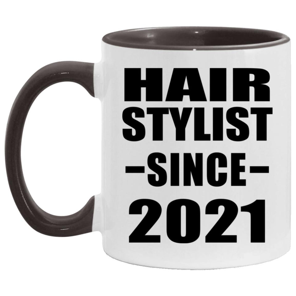 Hair Stylist Since 2021 - 11oz Accent Mug Black