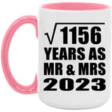 34th Anniversary Square Root of 1156 Years As Mr & Mrs 2023 - 15oz Accent Mug Pink