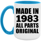 41st Birthday Made in 1983 All Parts Original - 15oz Accent Mug Blue