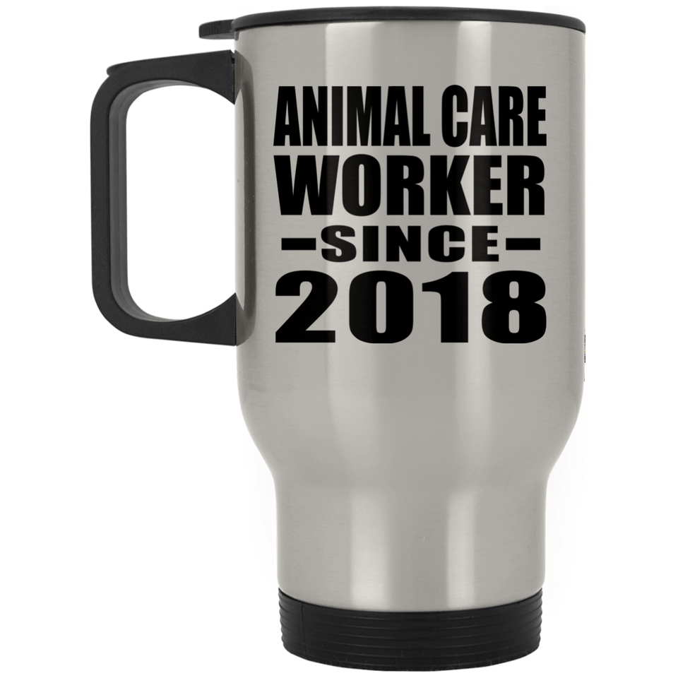 Animal Care Worker Since 2018 - Silver Travel Mug