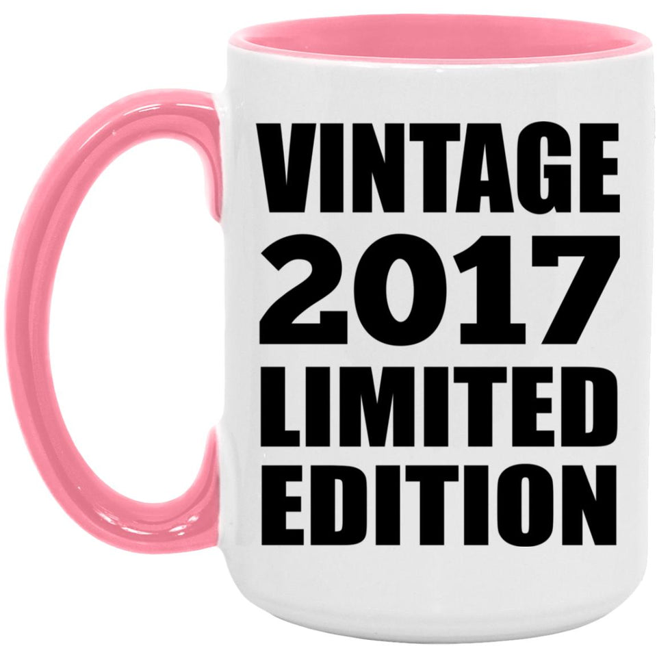 7th Birthday Vintage 2017 Limited Edition - 15oz Accent Mug Pink