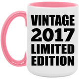 7th Birthday Vintage 2017 Limited Edition - 15oz Accent Mug Pink