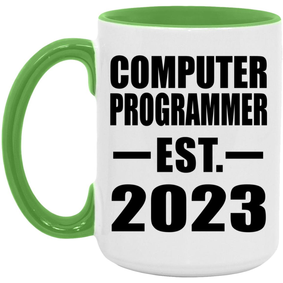 Computer Programmer Established EST. 2023 - 15oz Accent Mug Green