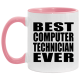 Best Computer Technician Ever - 11oz Accent Mug Pink