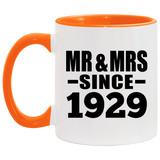 95th Anniversary Mr & Mrs Since 1929 - 11oz Accent Mug Orange