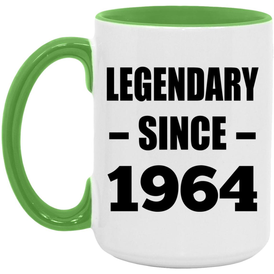 60th Birthday Legendary Since 1964 - 15oz Accent Mug Green