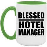 Blessed Hotel Manager - 15oz Accent Mug Green