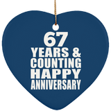 Happy 67th Anniversary 67 Years & Counting - Heart Ornament