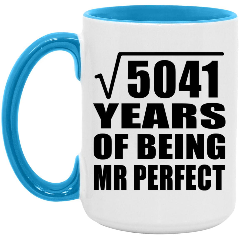 71st Anniversary Square Root of 5041 Years of Mr Perfect - 15oz Accent Mug Blue