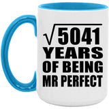 71st Anniversary Square Root of 5041 Years of Mr Perfect - 15oz Accent Mug Blue