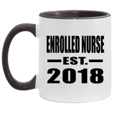 Enrolled Nurse Established EST. 2018 - 11oz Accent Mug Black