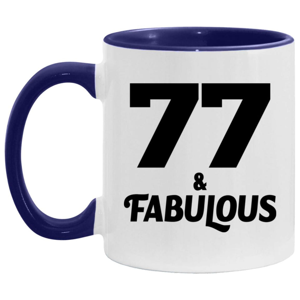 77th Birthday 77 & Fabulous - 11oz Accent Mug Purple