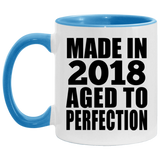 6th Birthday Made In 2018 Aged to Perfection - 11oz Accent Mug Blue