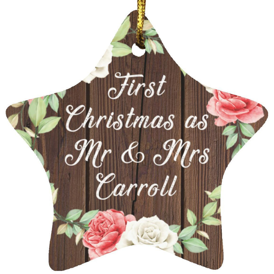 First Christmas As Mr & Mrs Carroll - Star Ornament A