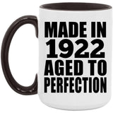 102nd Birthday Made In 1922 Aged to Perfection - 15oz Accent Mug Black