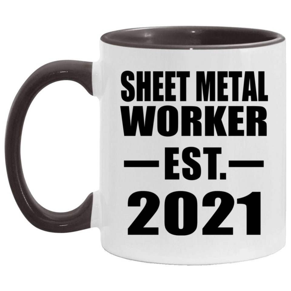 Sheet Metal Worker Established EST. 2021 - 11oz Accent Mug Black