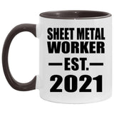 Sheet Metal Worker Established EST. 2021 - 11oz Accent Mug Black