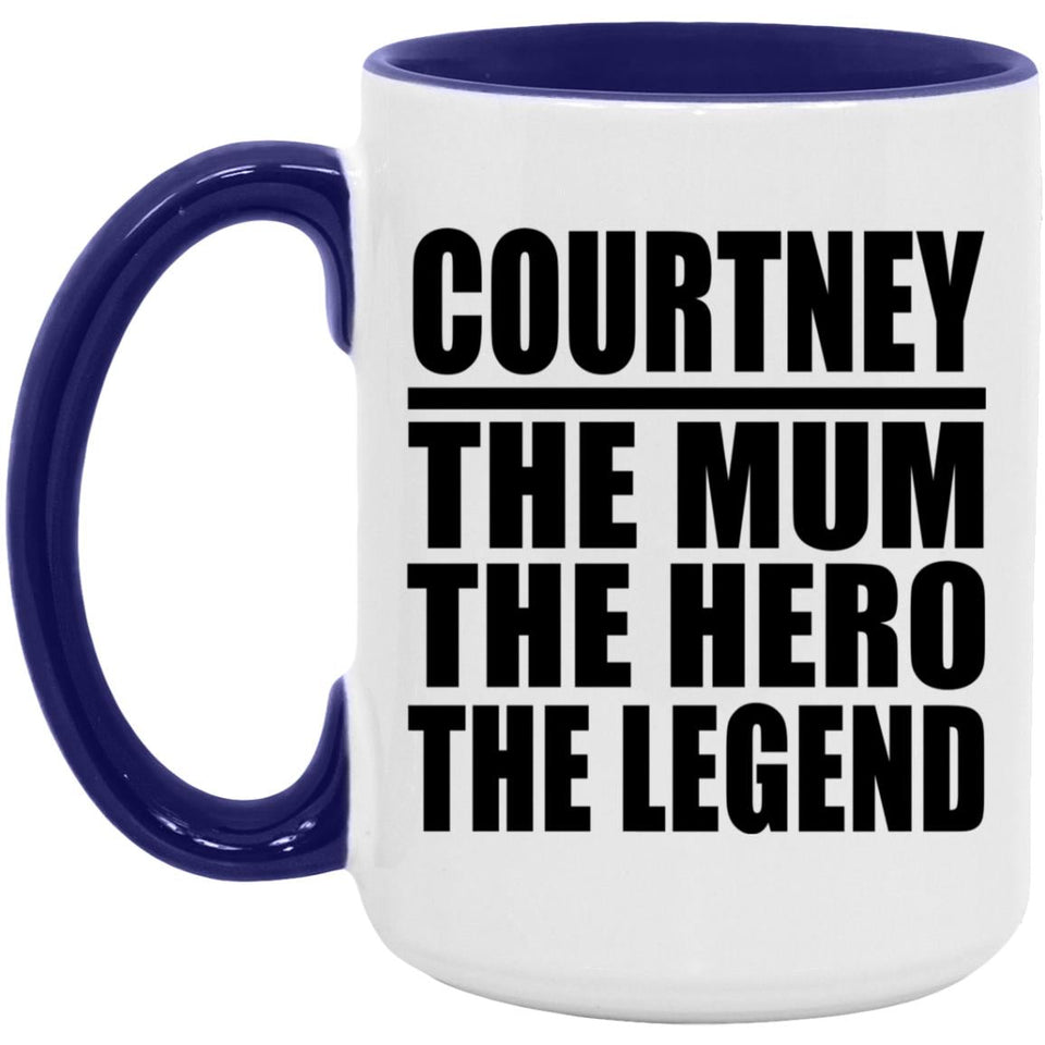 Courtney The Mum The Hero The Legend - 15oz Accent Mug Purple