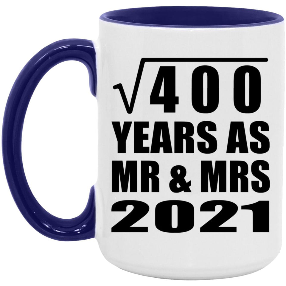 20th Anniversary Square Root of 400 Years As Mr & Mrs 2021 - 15oz Accent Mug Purple