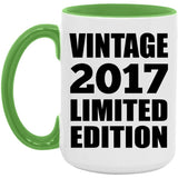 7th Birthday Vintage 2017 Limited Edition - 15oz Accent Mug Green